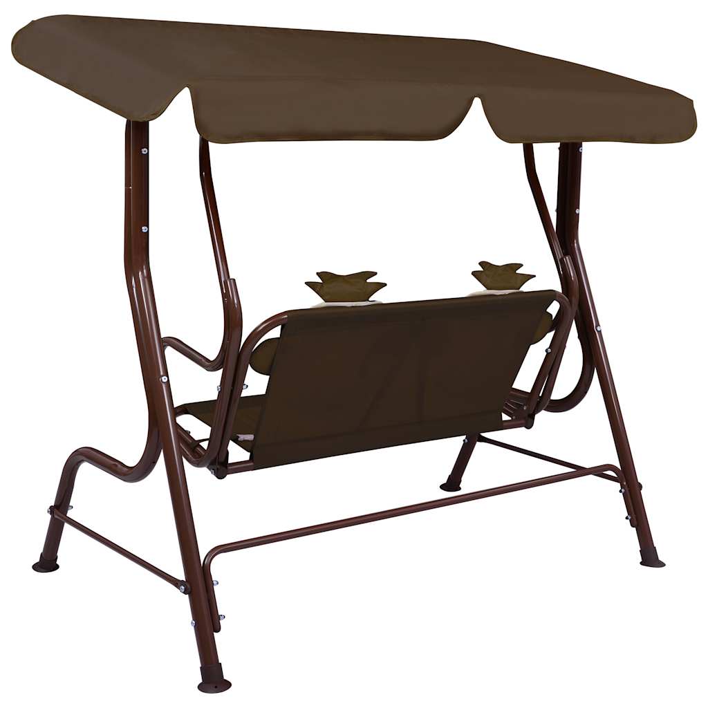 vidaXL Kinderschommelbank 115x75x110 cm stof bruin