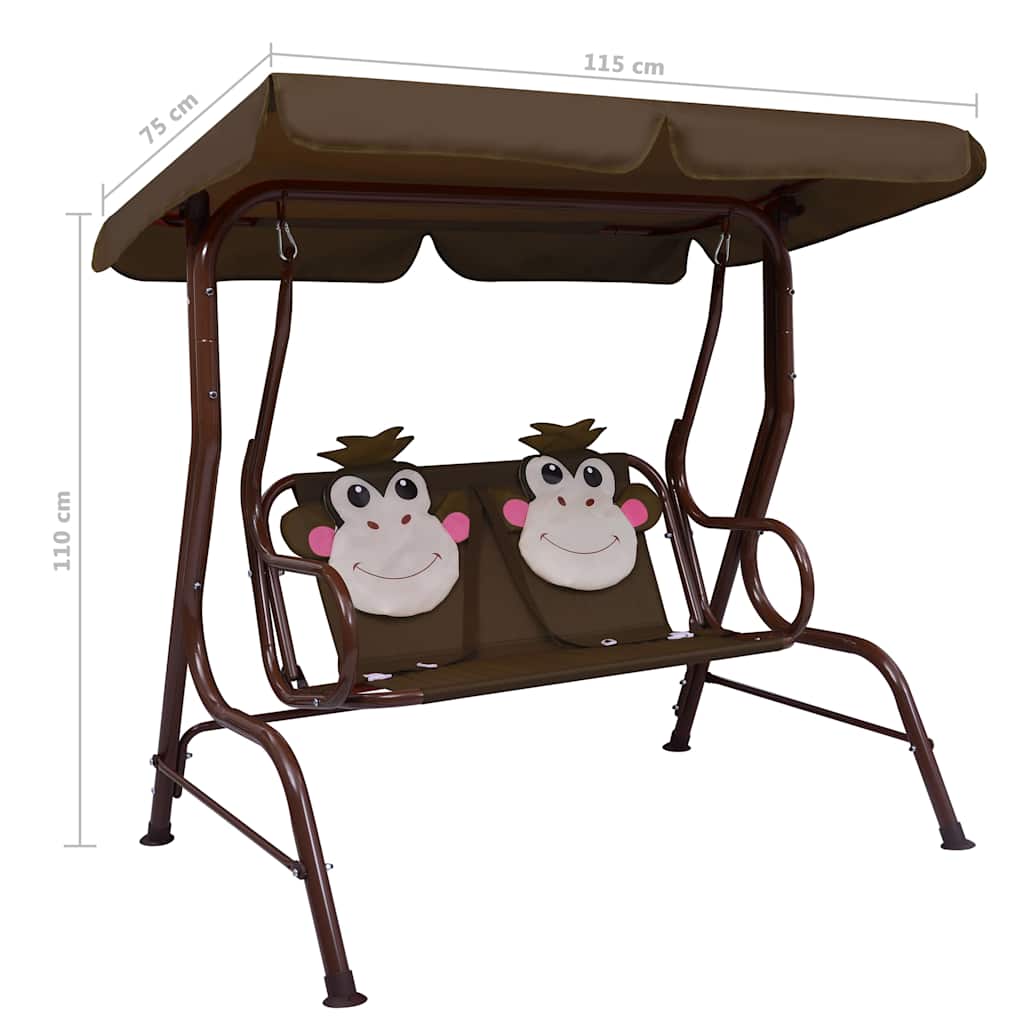 vidaXL Kinderschommelbank 115x75x110 cm stof bruin