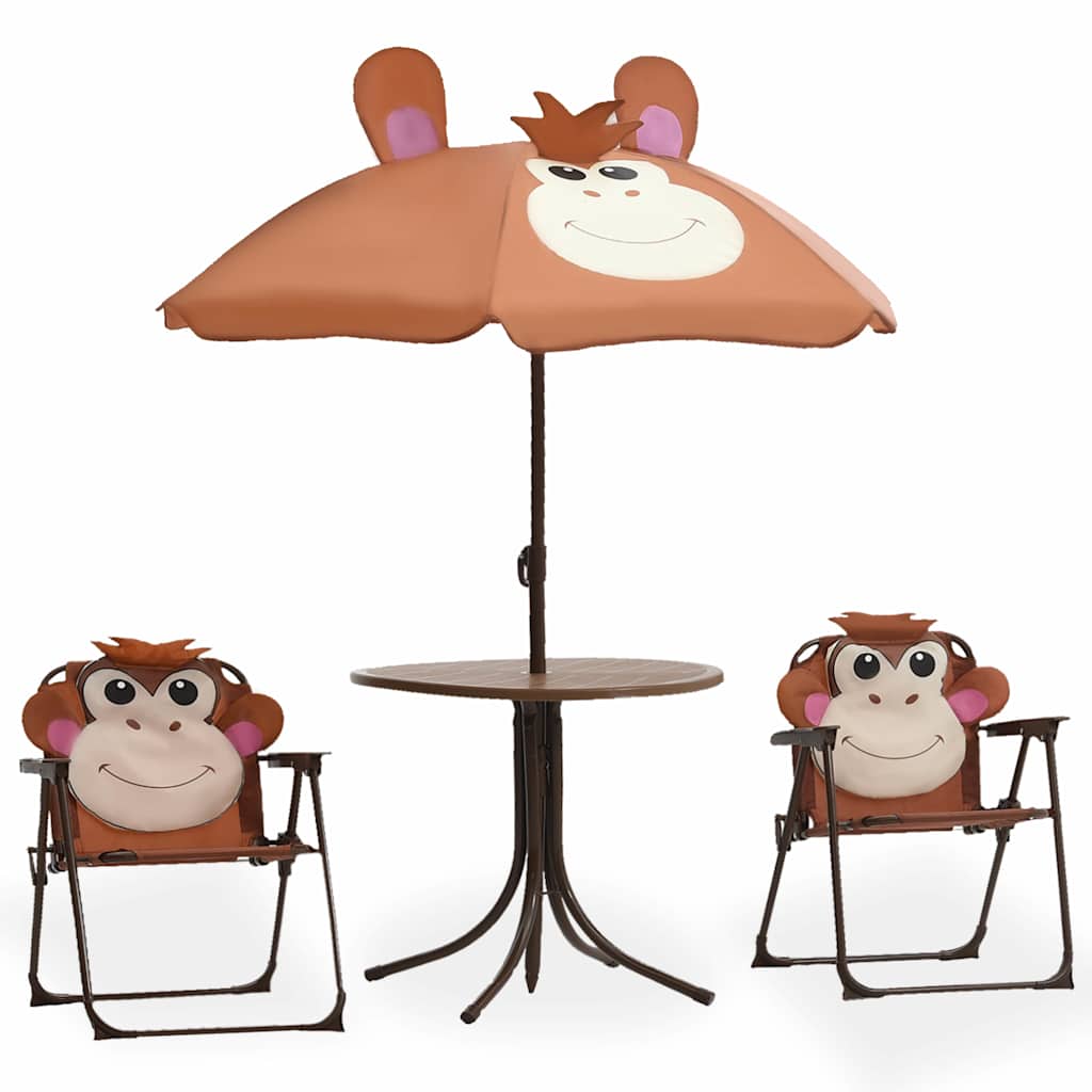 vidaXL 3-delige Bistroset voor kinderen met parasol rood