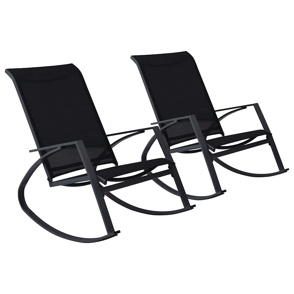 vidaXL Tuinschommelstoelen 2 st textileen zwart