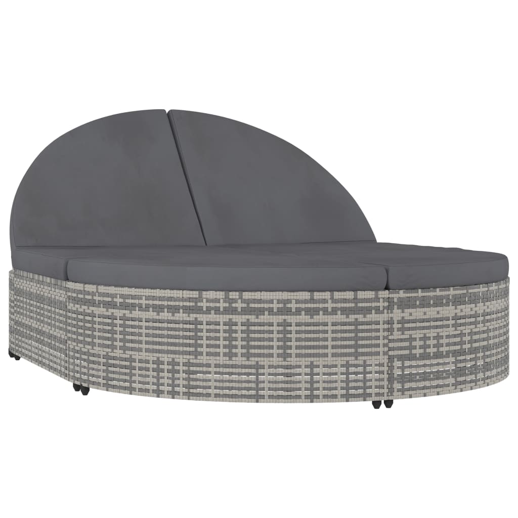 vidaXL Lounge Bed with Cushion Poly Rattan Brown
