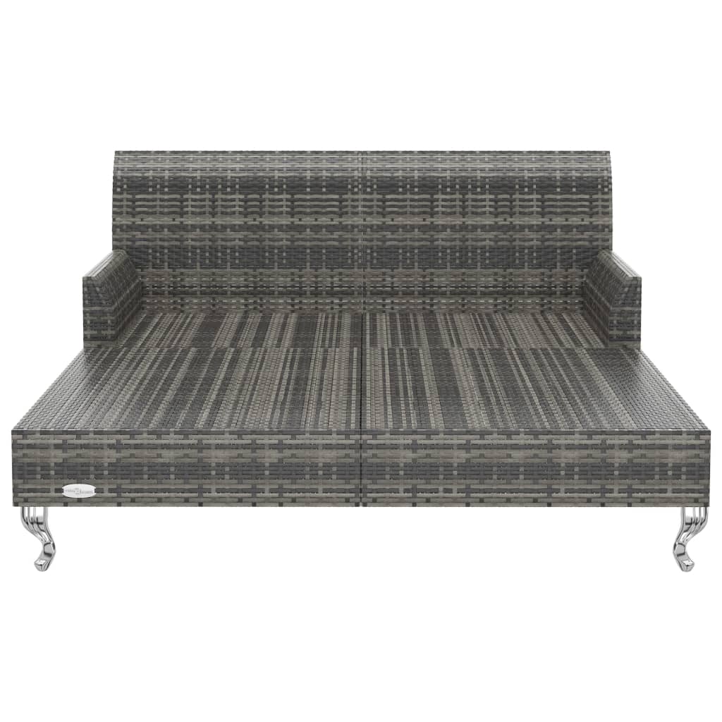 vidaXL Sun Lounger with Cushions 2-Person Poly Rattan Black