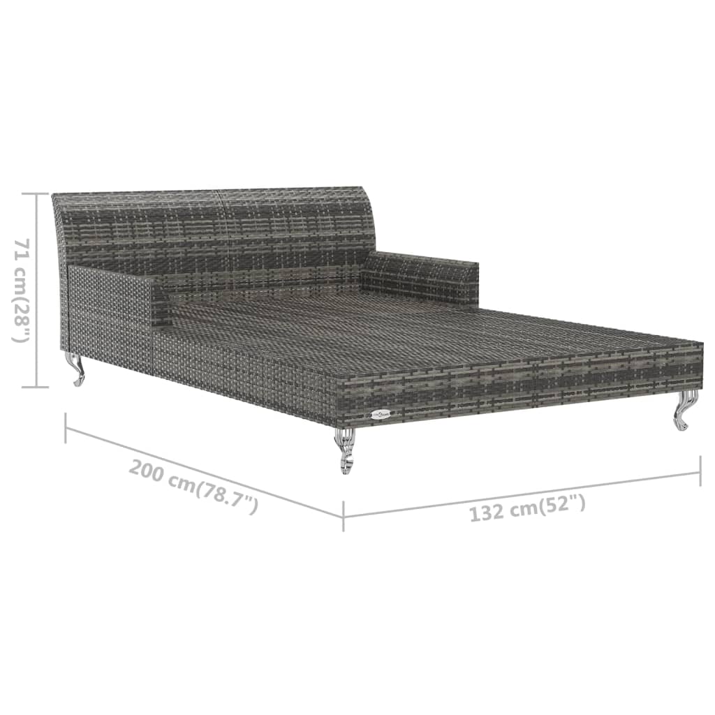 vidaXL Sun Lounger with Cushions 2-Person Poly Rattan Black