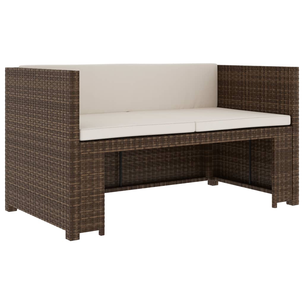 vidaXL 5-delige Loungeset met kussens poly rattan zwart