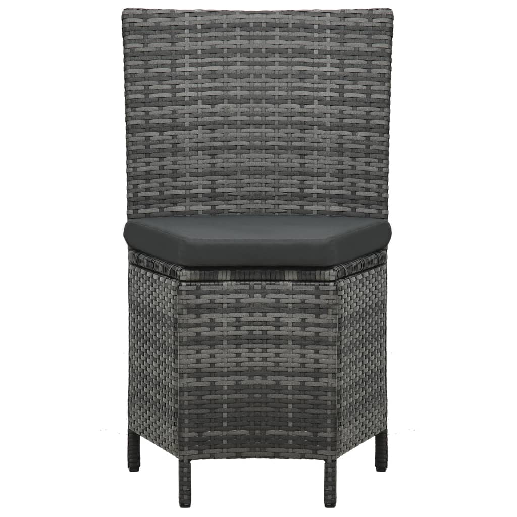vidaXL 7-Piece Garden Dining Set with Cushions Poly Rattan Grey