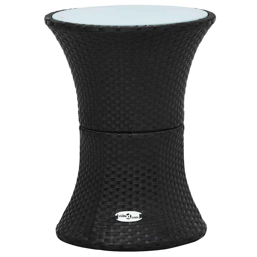 vidaXL Tuinbijzettafel trommelvormig poly rattan zwart