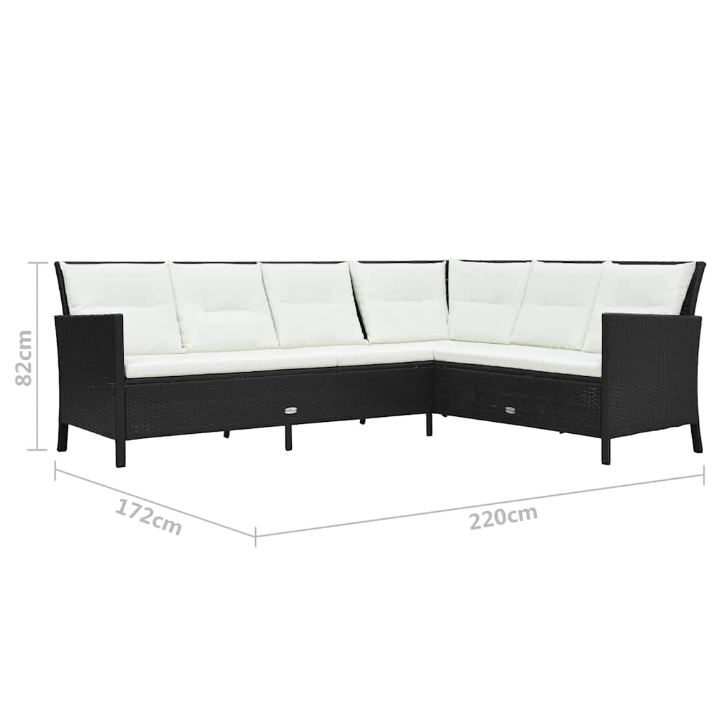 vidaXL 3-delige Loungeset met kussens poly rattan bruin
