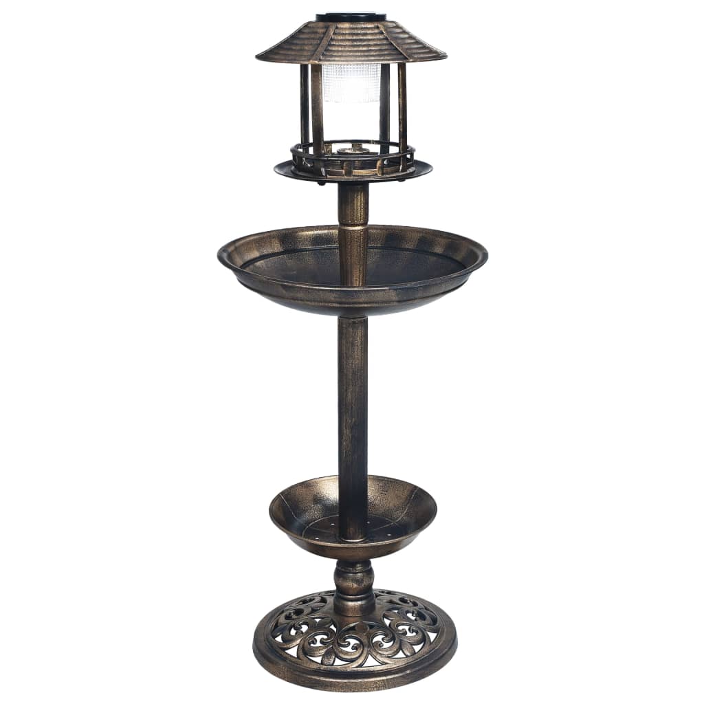 vidaXL Vogelbad/voederhuisje met solarverlichting