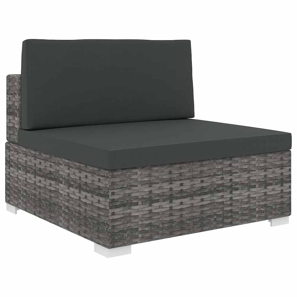 vidaXL Tuinstoel met kussens middensectie poly rattan zwart
