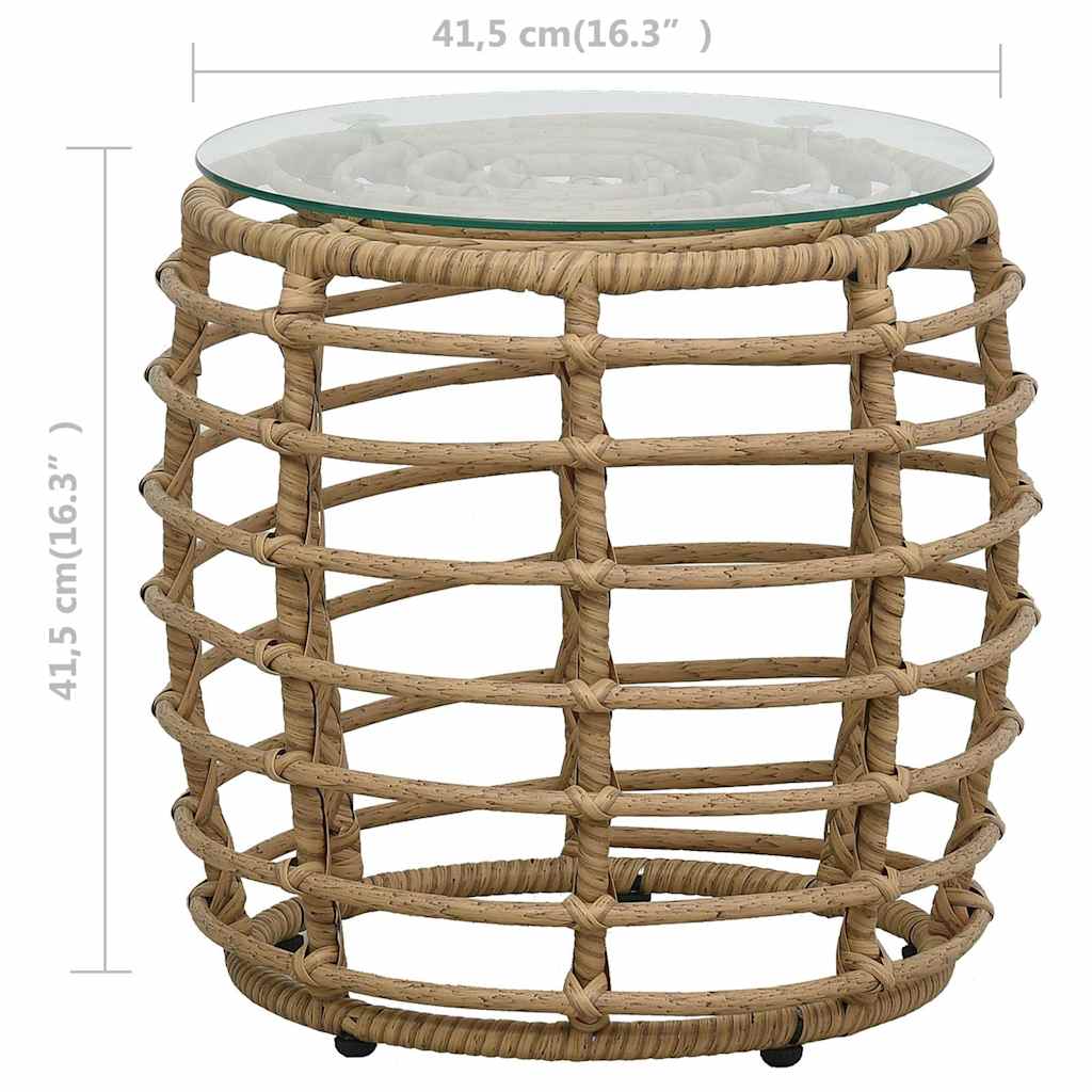 vidaXL 3-delige Bistroset poly rattan eikenkleurig