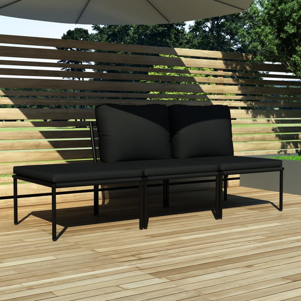 vidaXL 6-delige Loungeset met kussens PVC zwart