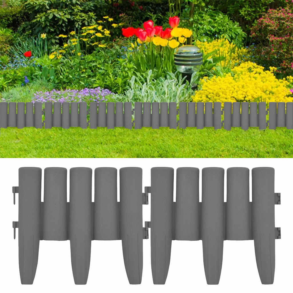 vidaXL Gazonranden 36 st 10 m PP antracietkleurig
