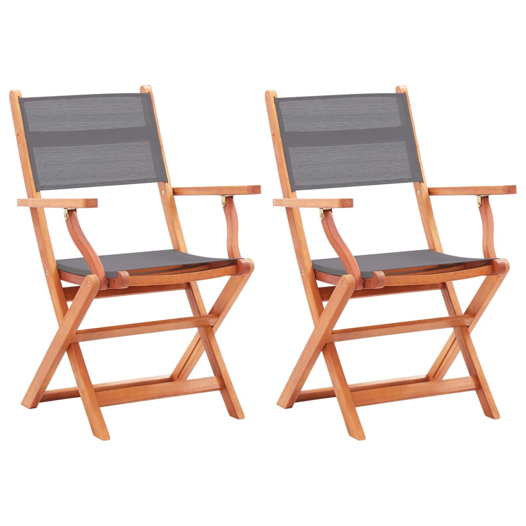 vidaXL Garden Chairs 8 pcs Foldable Eucalyptus Wood and Textilene Grey