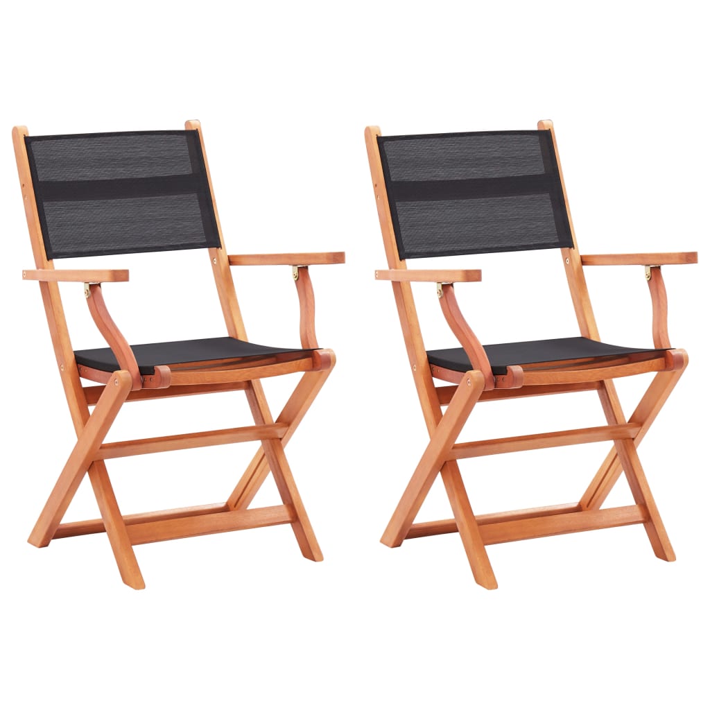 vidaXL Garden Chairs 8 pcs Foldable Eucalyptus Wood and Textilene Grey