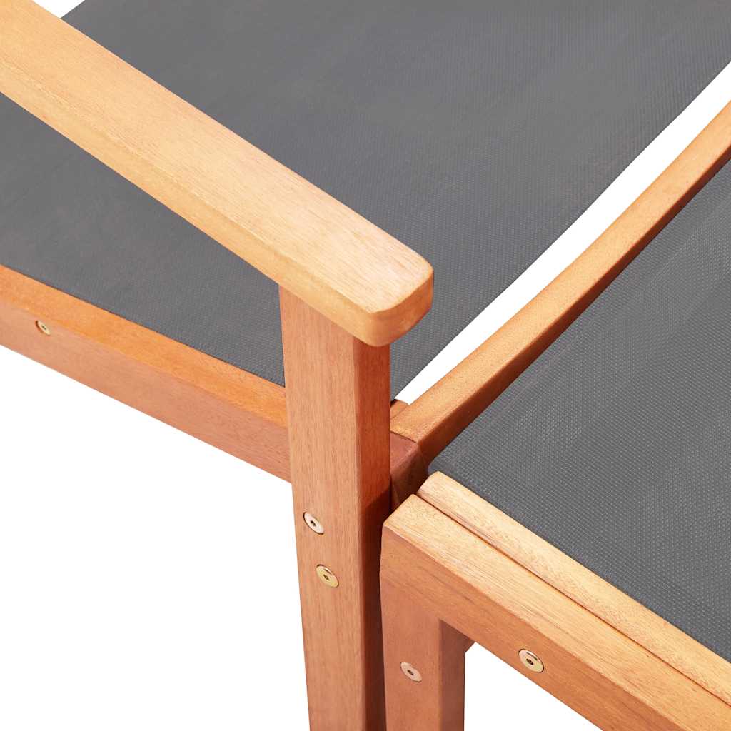 vidaXL Loungestoel massief eucalyptushout en textileen grijs