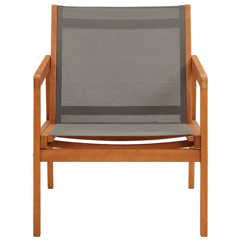 vidaXL Loungestoel massief eucalyptushout en textileen grijs