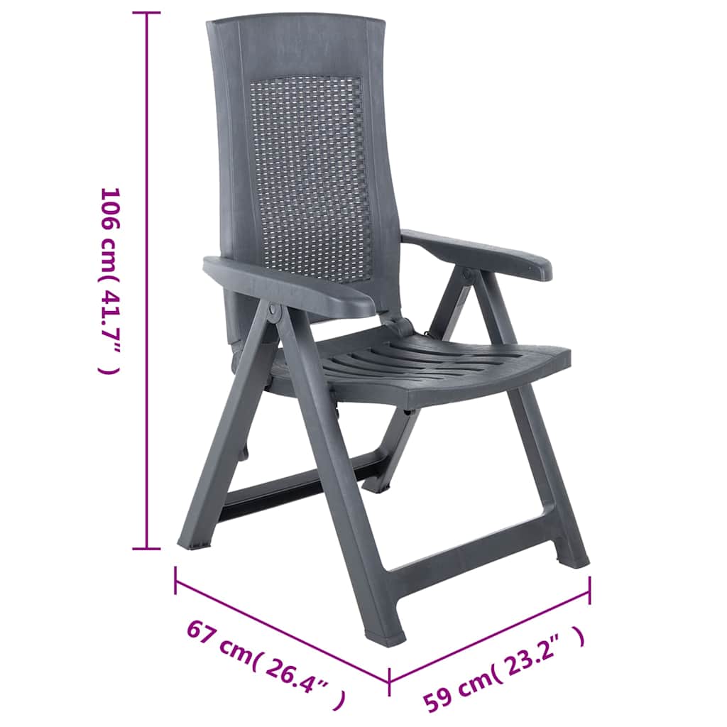 vidaXL Garden chairs 2 pcs adjustable plastic white