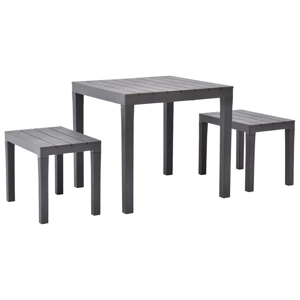 vidaXL Tuintafel met 2 banken kunststof wit