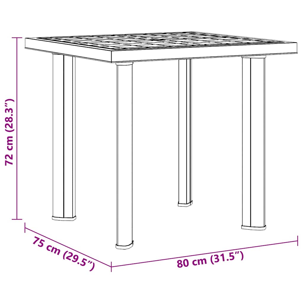 vidaXL Tuintafel 80x75x72 cm kunststof wit