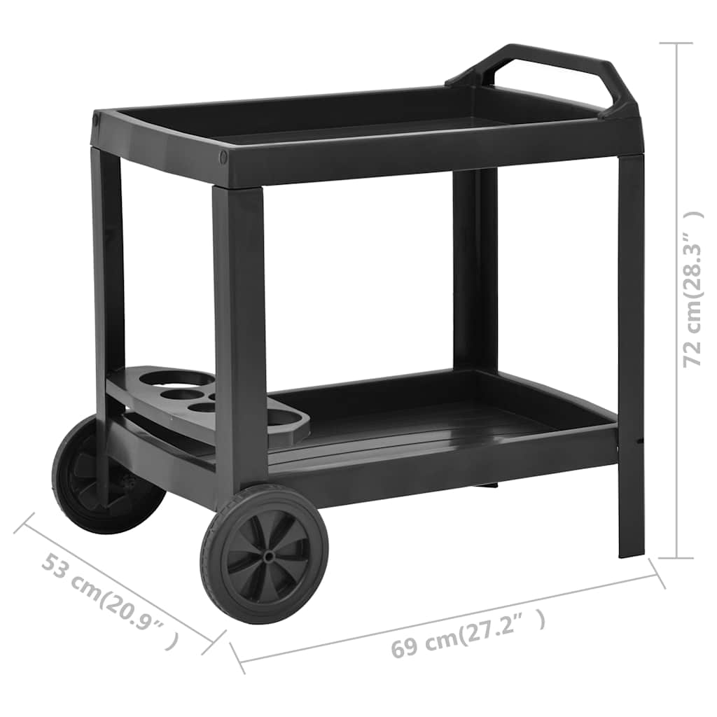 vidaXL Dranktrolley 69x53x72 cm kunststof wit