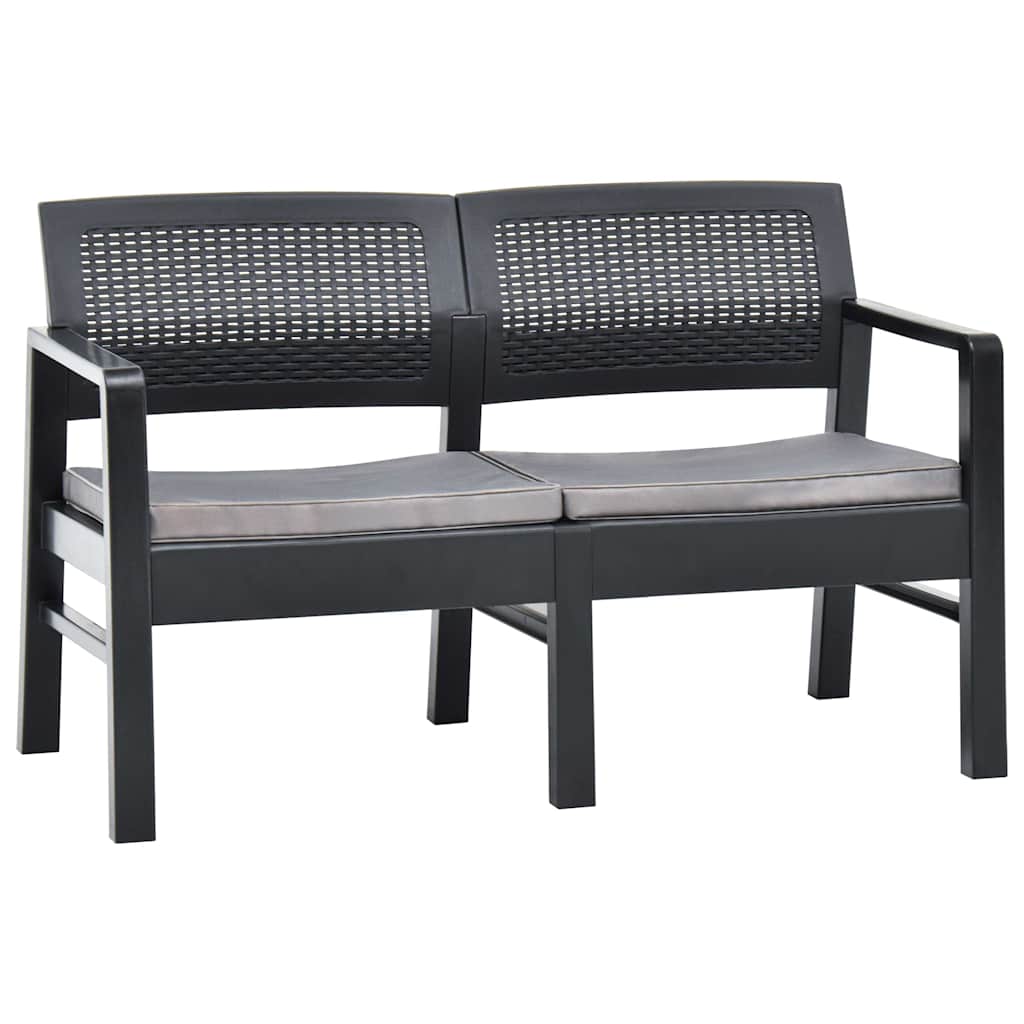 vidaXL Tuinbank 2-zits met kussens 120 cm kunststof antraciet