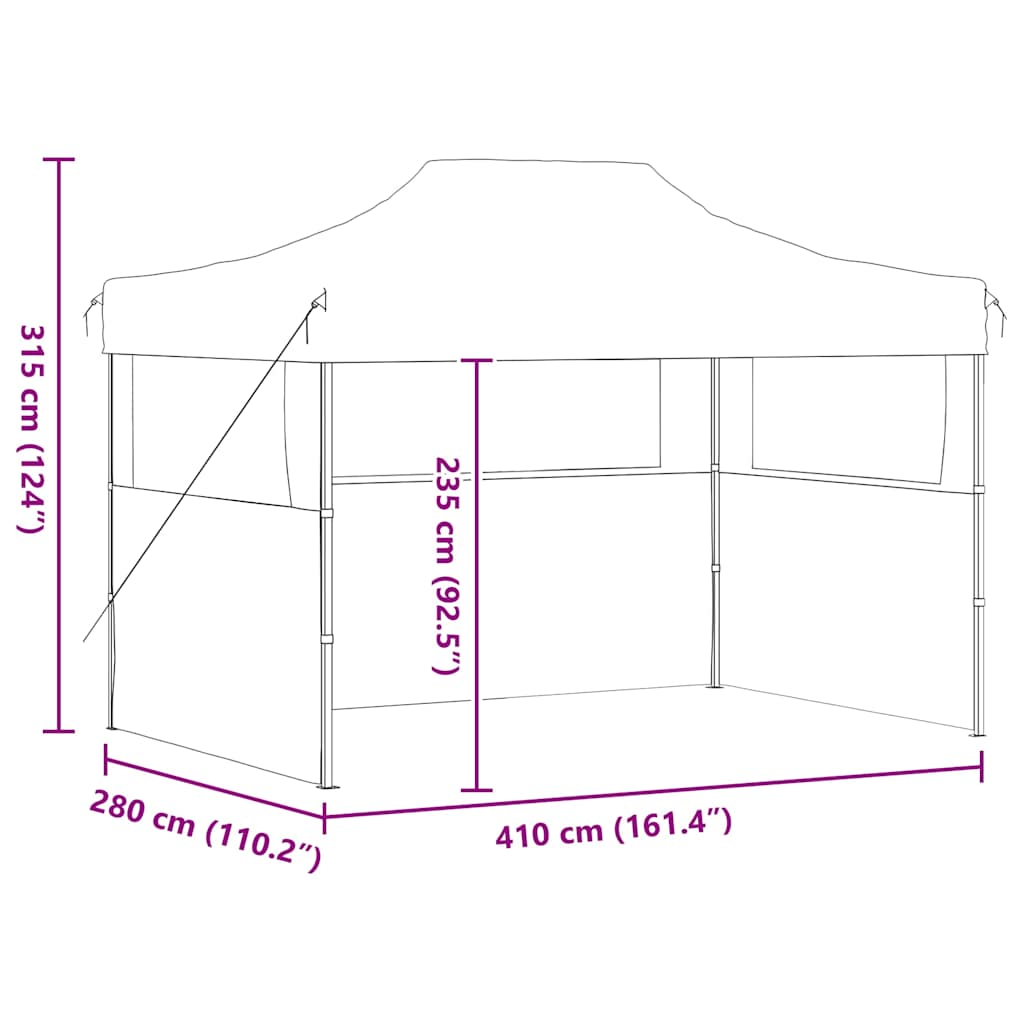 vidaXL Partytent met 3 zijwanden inklapbaar 3x4 m staal blauw