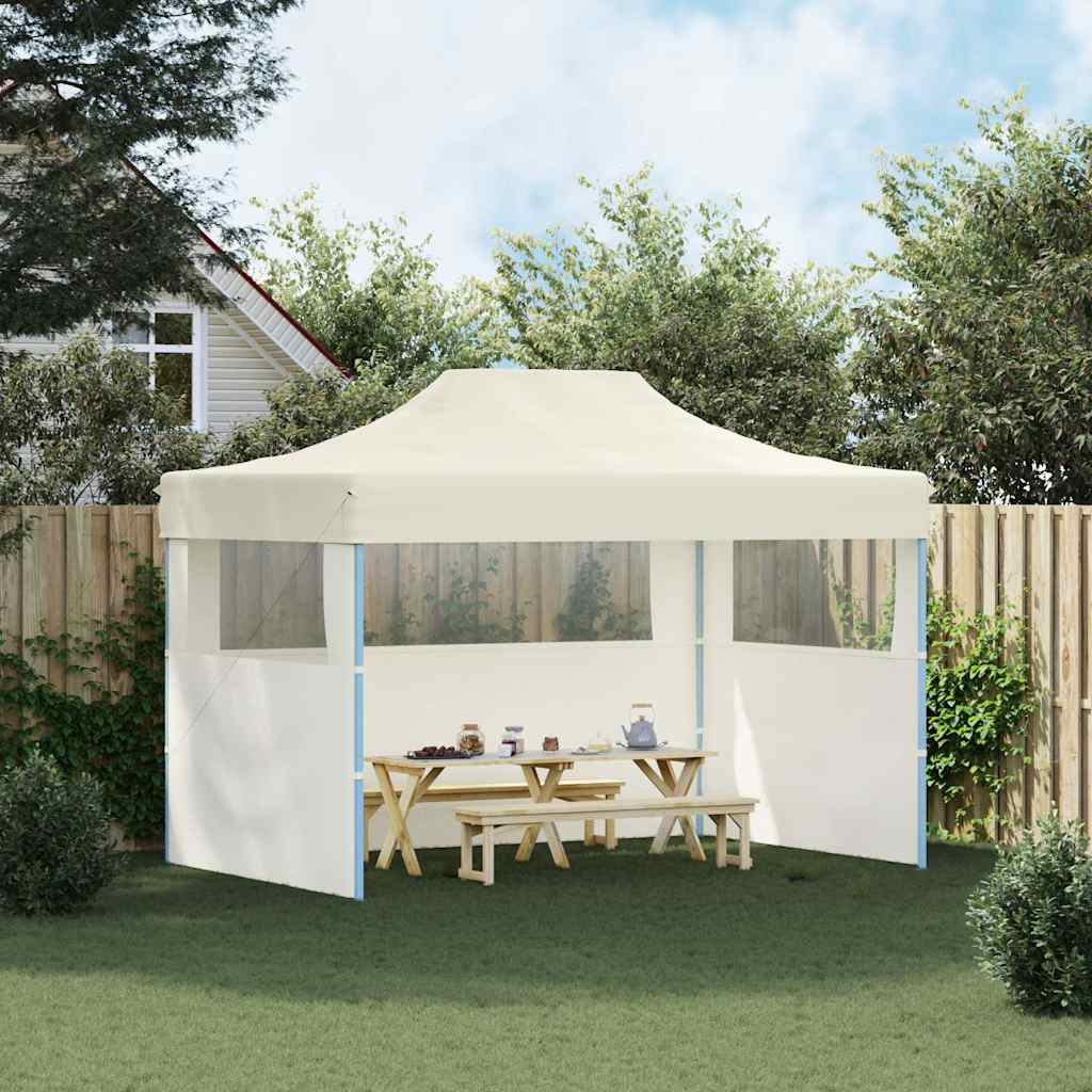 vidaXL Partytent met 3 zijwanden inklapbaar 3x4 m staal blauw