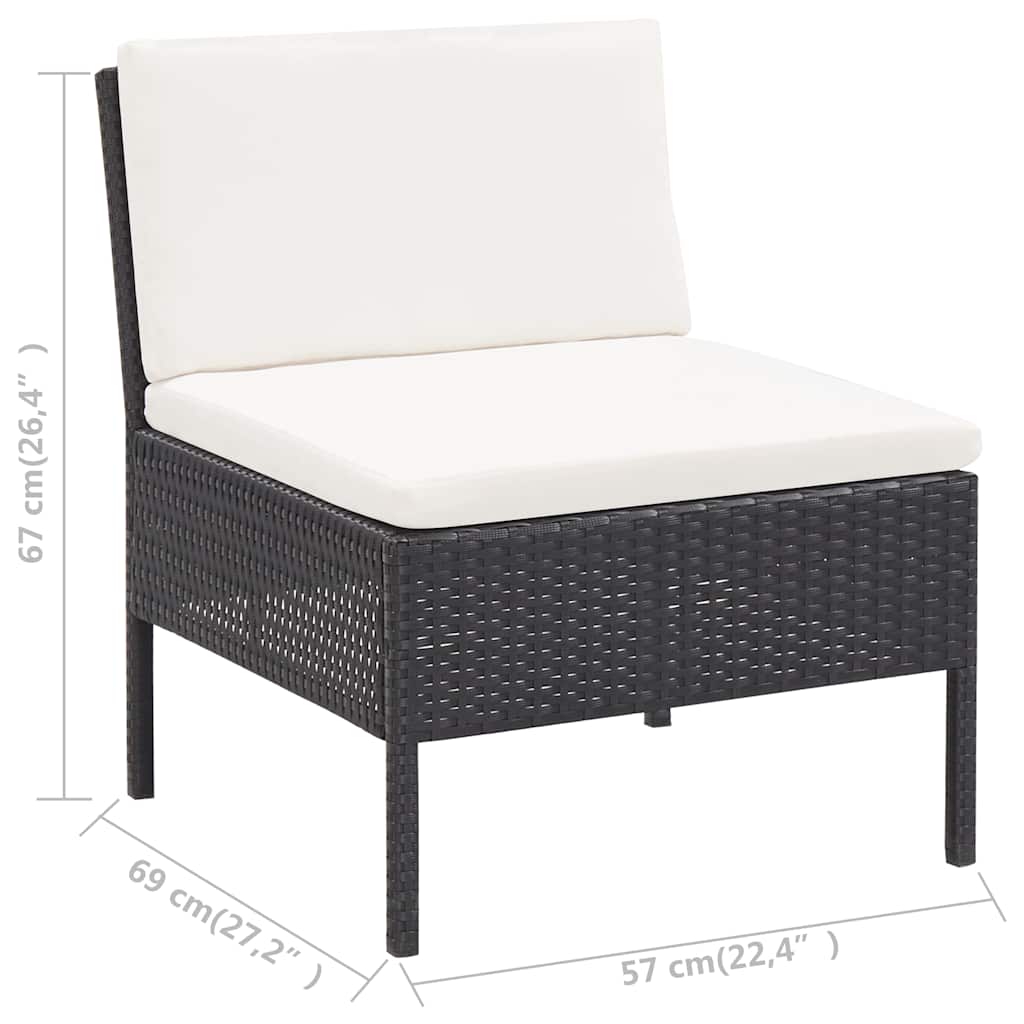 vidaXL 5-piece Lounge Set with Cushions Poly Rattan Brown