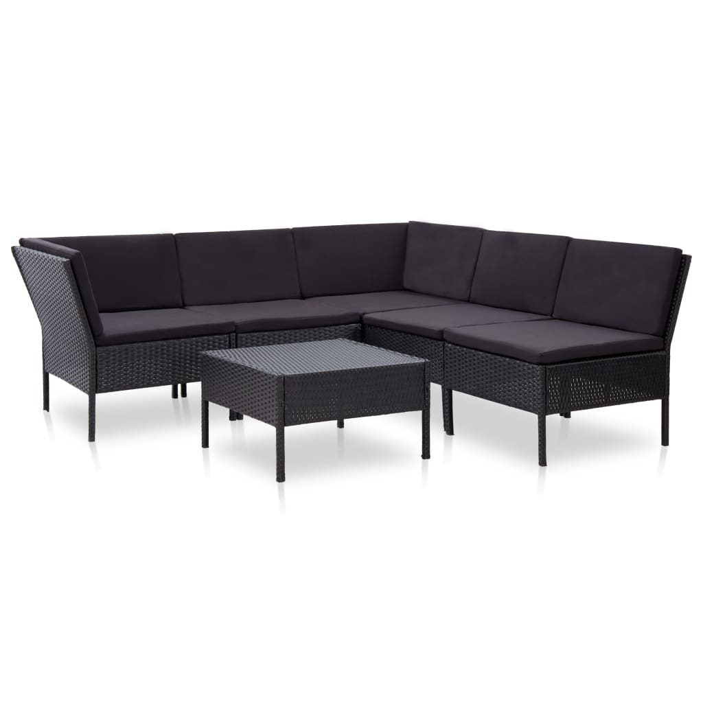 vidaXL 6-delige Loungeset met kussens poly rattan bruin