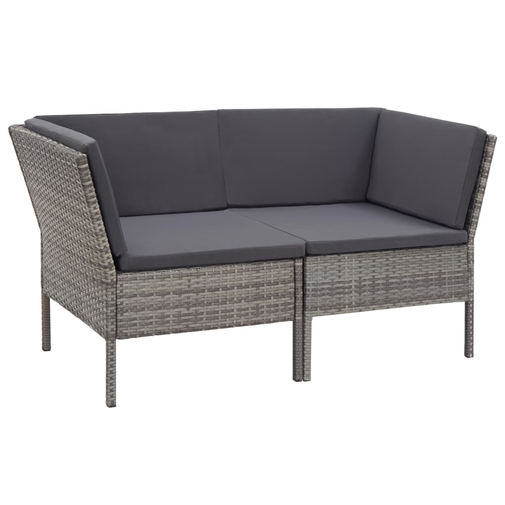 vidaXL 6-delige Loungeset met kussens poly rattan bruin