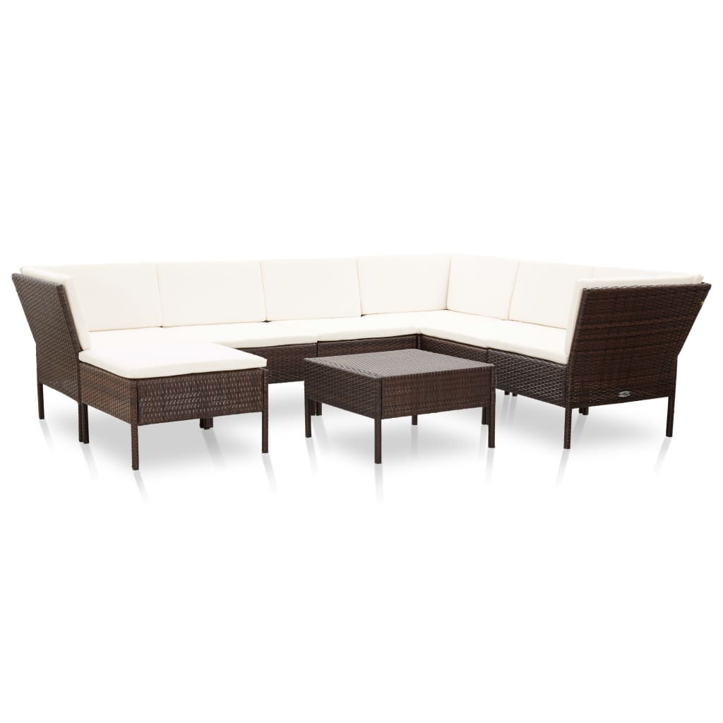 vidaXL 8-delige Loungeset met kussens poly rattan zwart