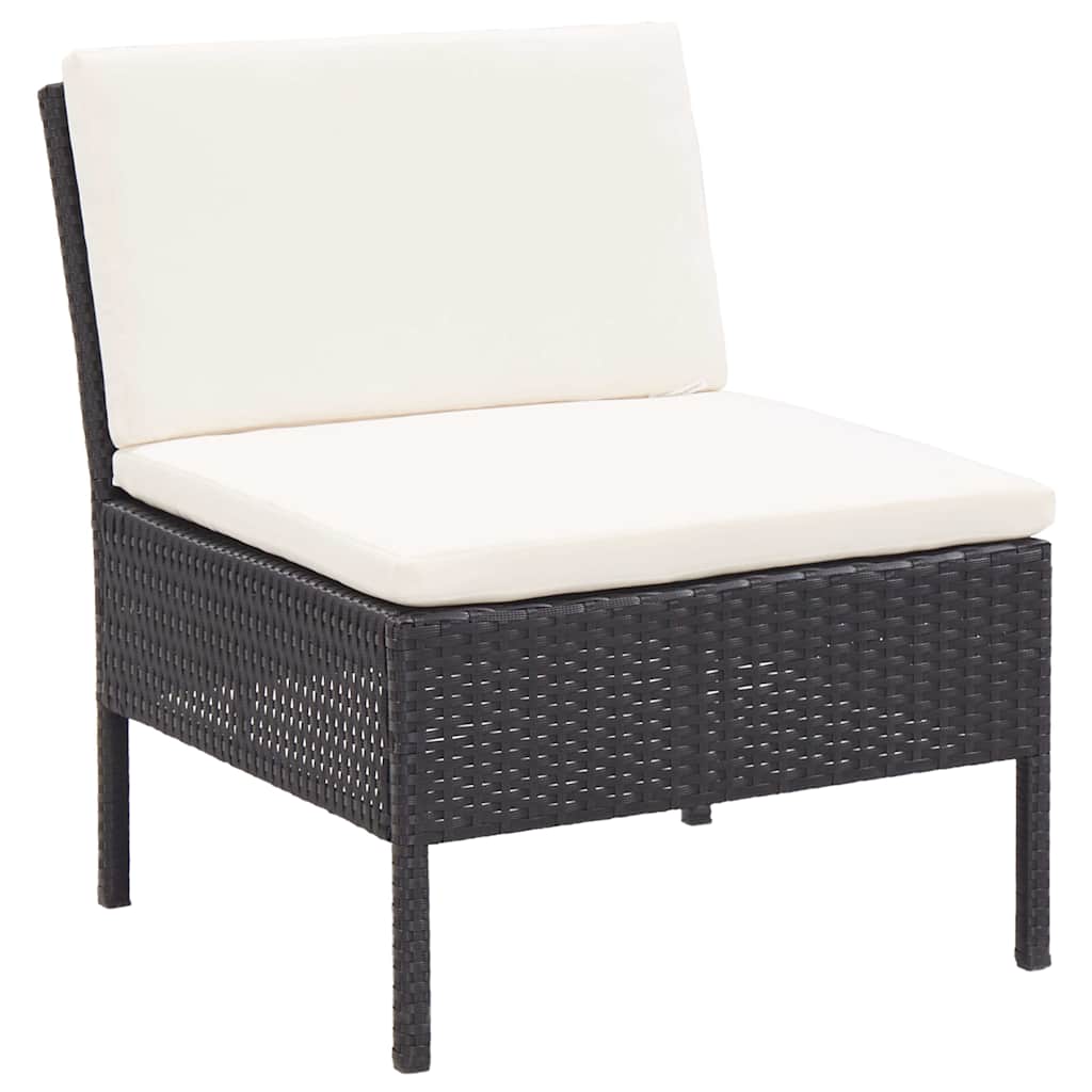 vidaXL 8-delige Loungeset met kussens poly rattan zwart