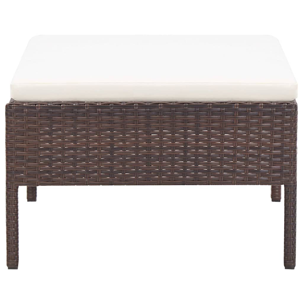 vidaXL 3-delige Loungeset met kussens poly rattan bruin