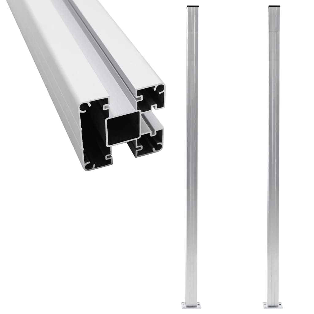 vidaXL Fence Posts 2 pcs 185 cm aluminium dark grey