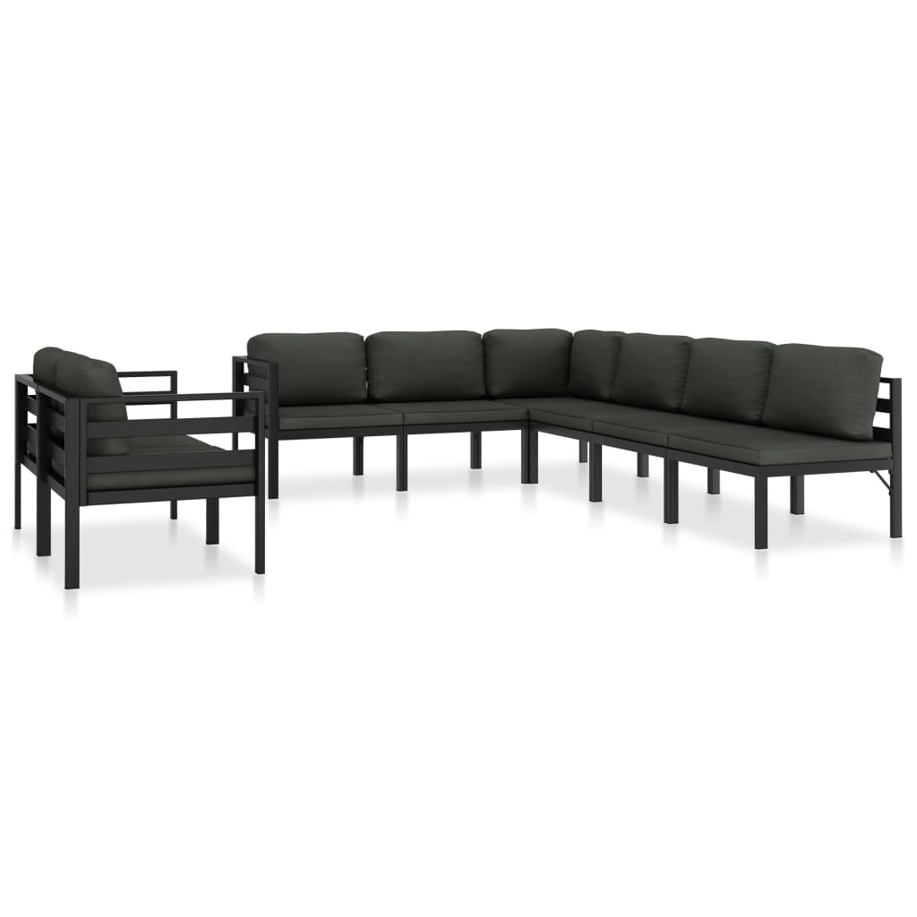 vidaXL 8-delige Loungeset met kussens aluminium antracietkleurig