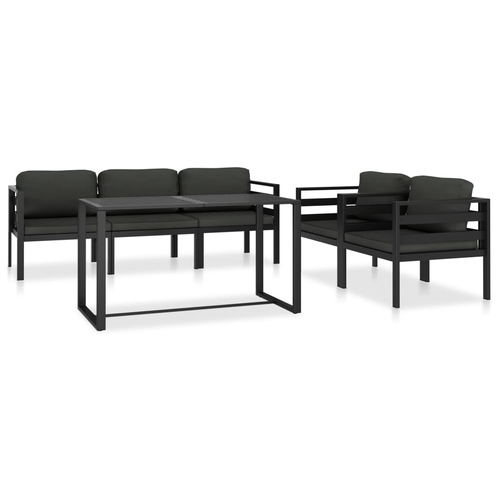 vidaXL 6-delige Loungeset met kussens aluminium antracietkleurig