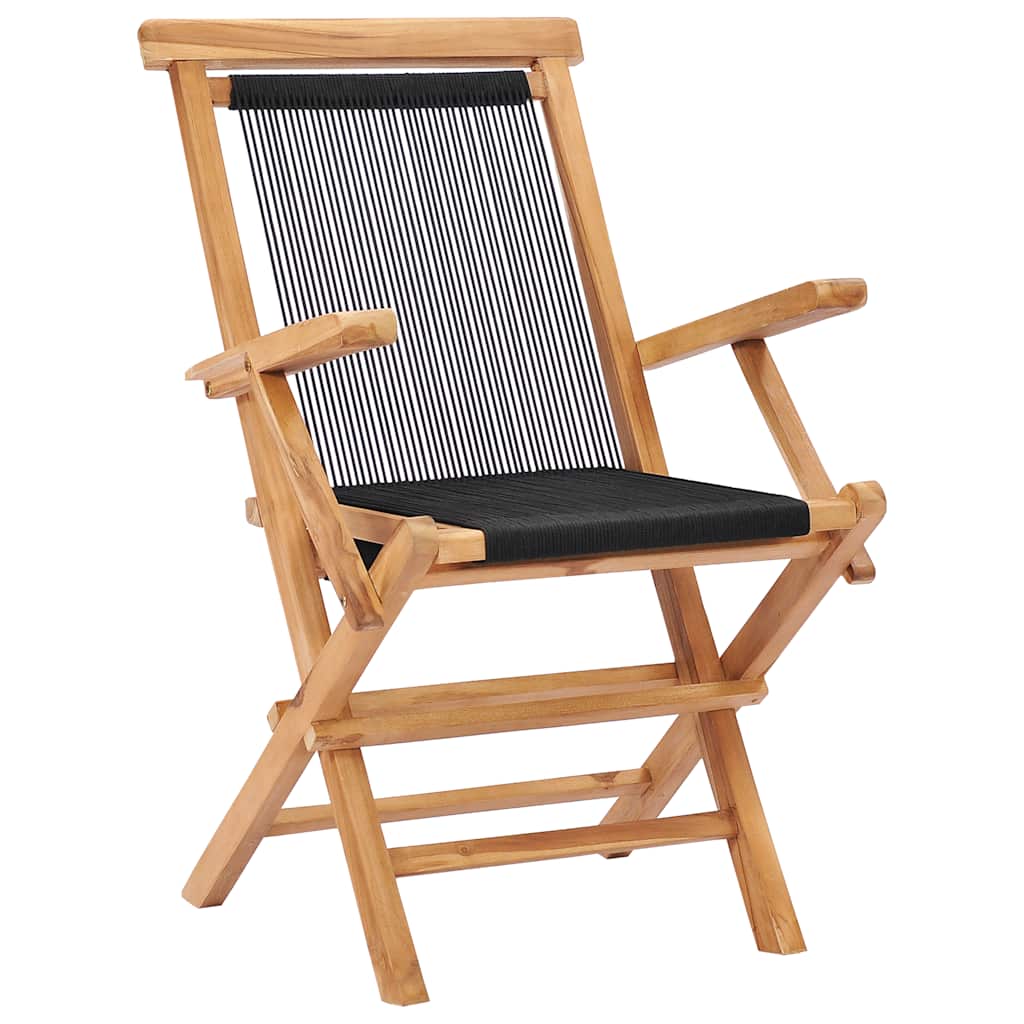 vidaXL Tuinstoelen inklapbaar 2 st massief teakhout en touw