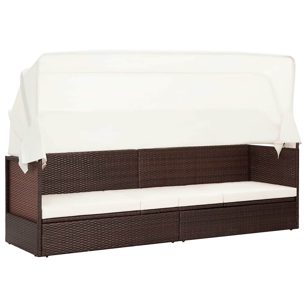 vidaXL Tuinbed met luifel 205x62 cm poly rattan grijs