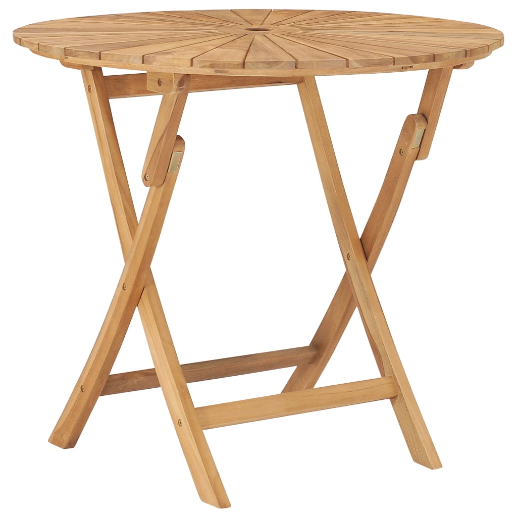 vidaXL Folding Garden Table Ø 120 cm Solid Teak Wood