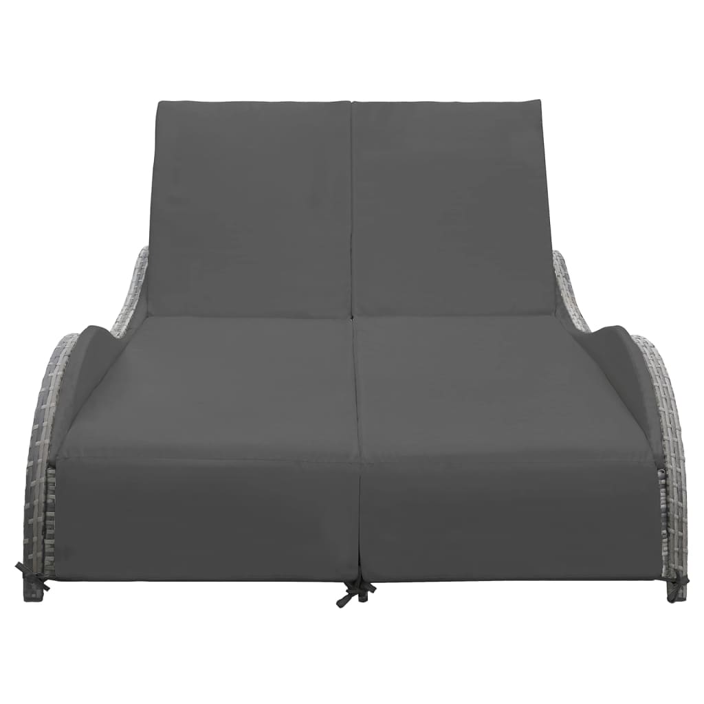 vidaXL Ligbed met kussen poly rattan antraciet