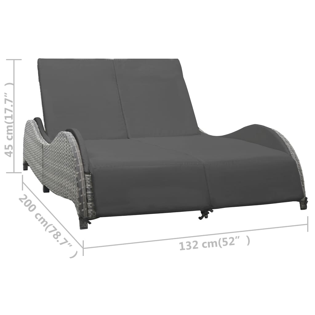 vidaXL Ligbed met kussen poly rattan antraciet