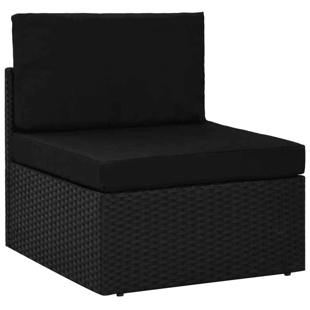 vidaXL Center Sofa Sectional Poly Rattan Black