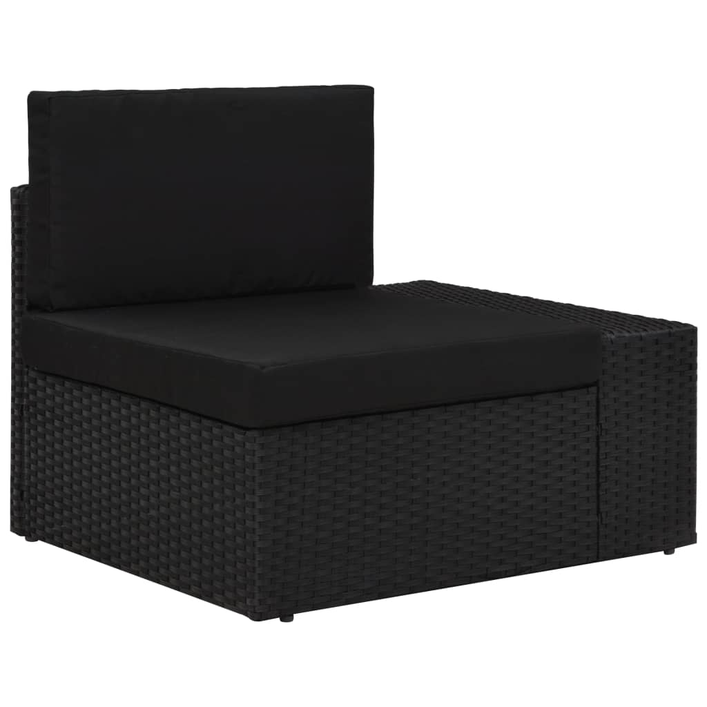 vidaXL Center Sofa Sectional Poly Rattan Black