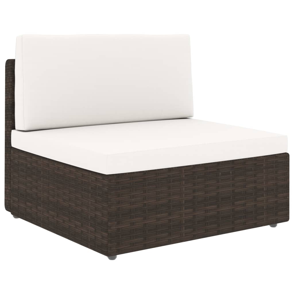 vidaXL Center Sofa Sectional Poly Rattan Black