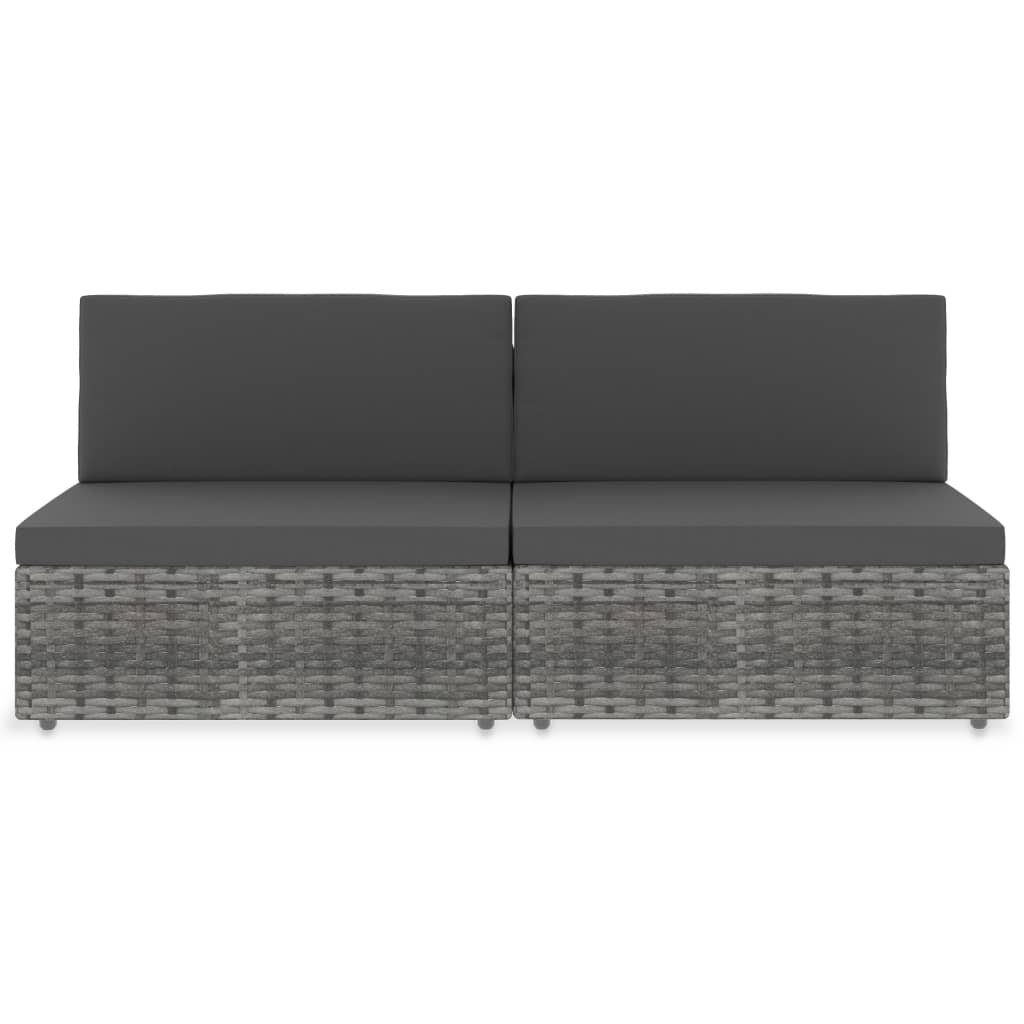 vidaXL Center Sofa Sectional Poly Rattan Black