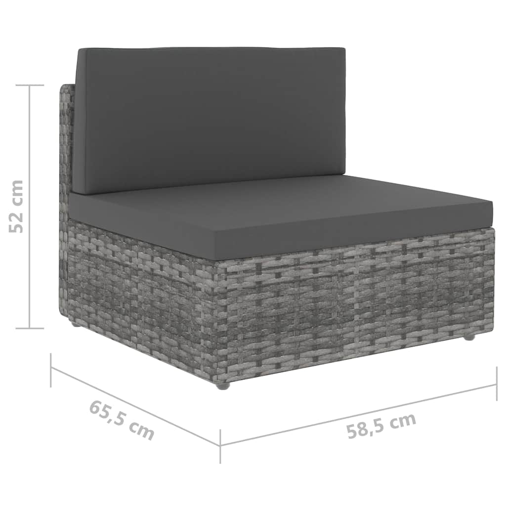 vidaXL Center Sofa Sectional Poly Rattan Black