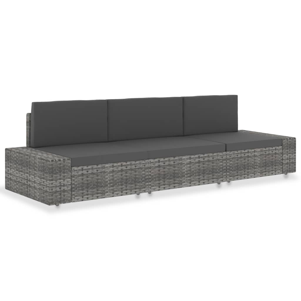 vidaXL Center Sofa Sectional Poly Rattan Black