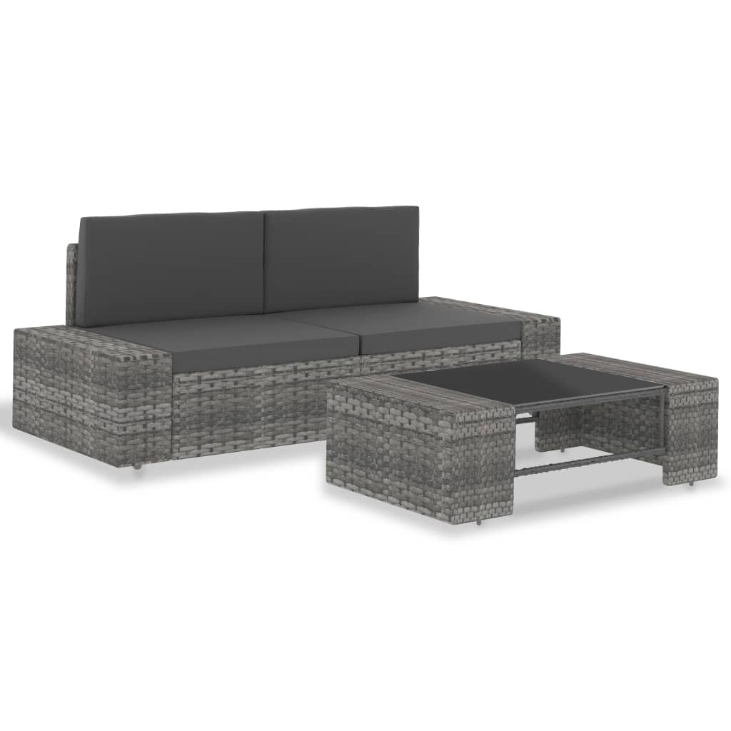 vidaXL Center Sofa Sectional Poly Rattan Black