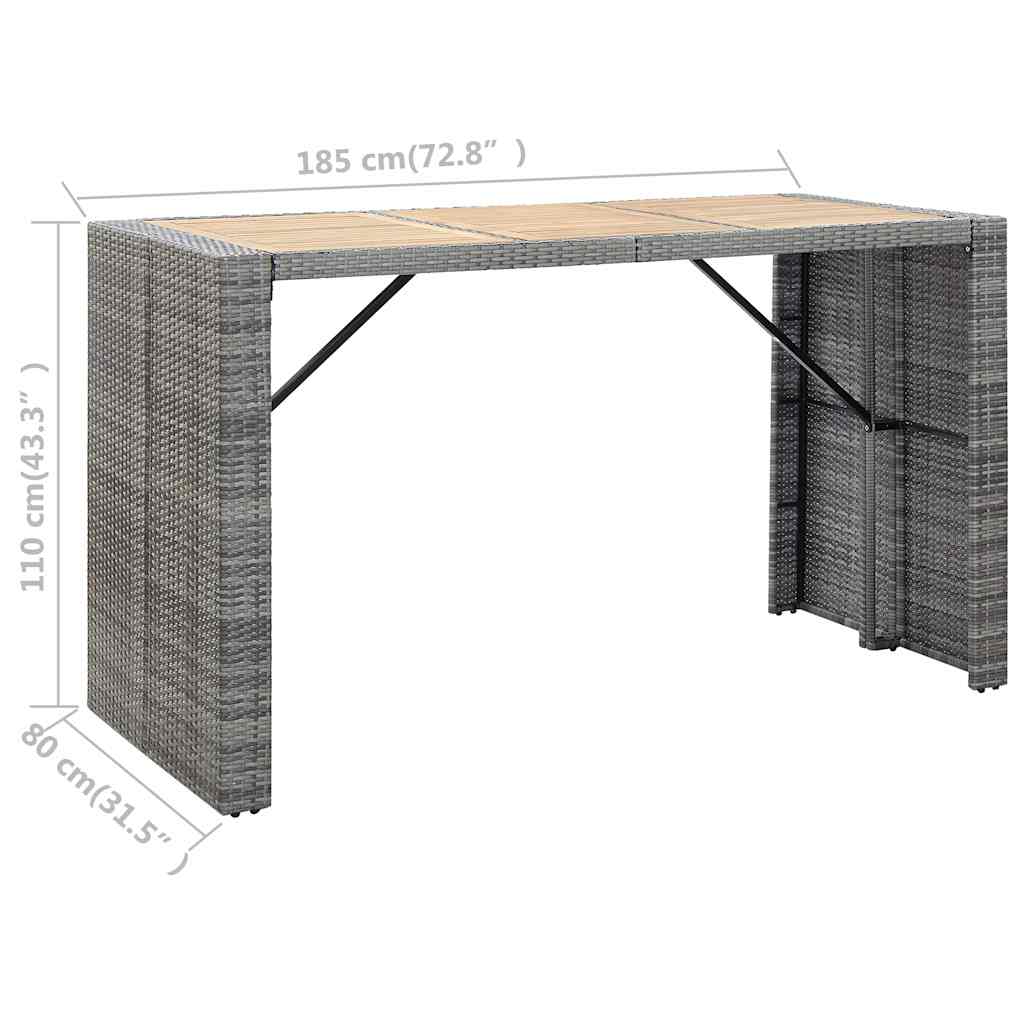 vidaXL 7-delige Tuinbarset met kussens poly rattan zwart