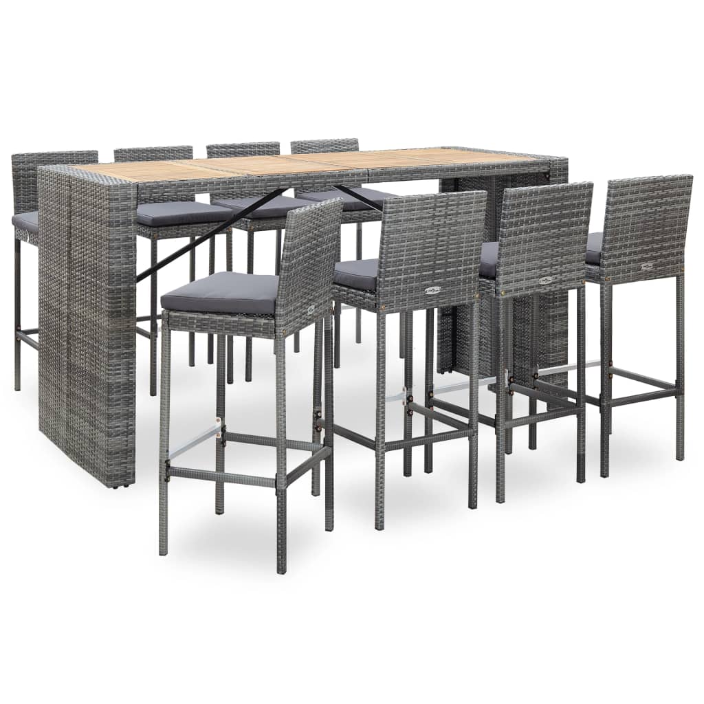 vidaXL 5-piece Garden Bar Set Polyrattan and Acacia Wood Black